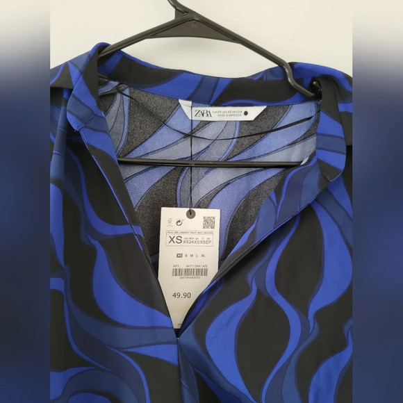 Zara Pleated Printed Shirt NWT - Picture 7 of 10